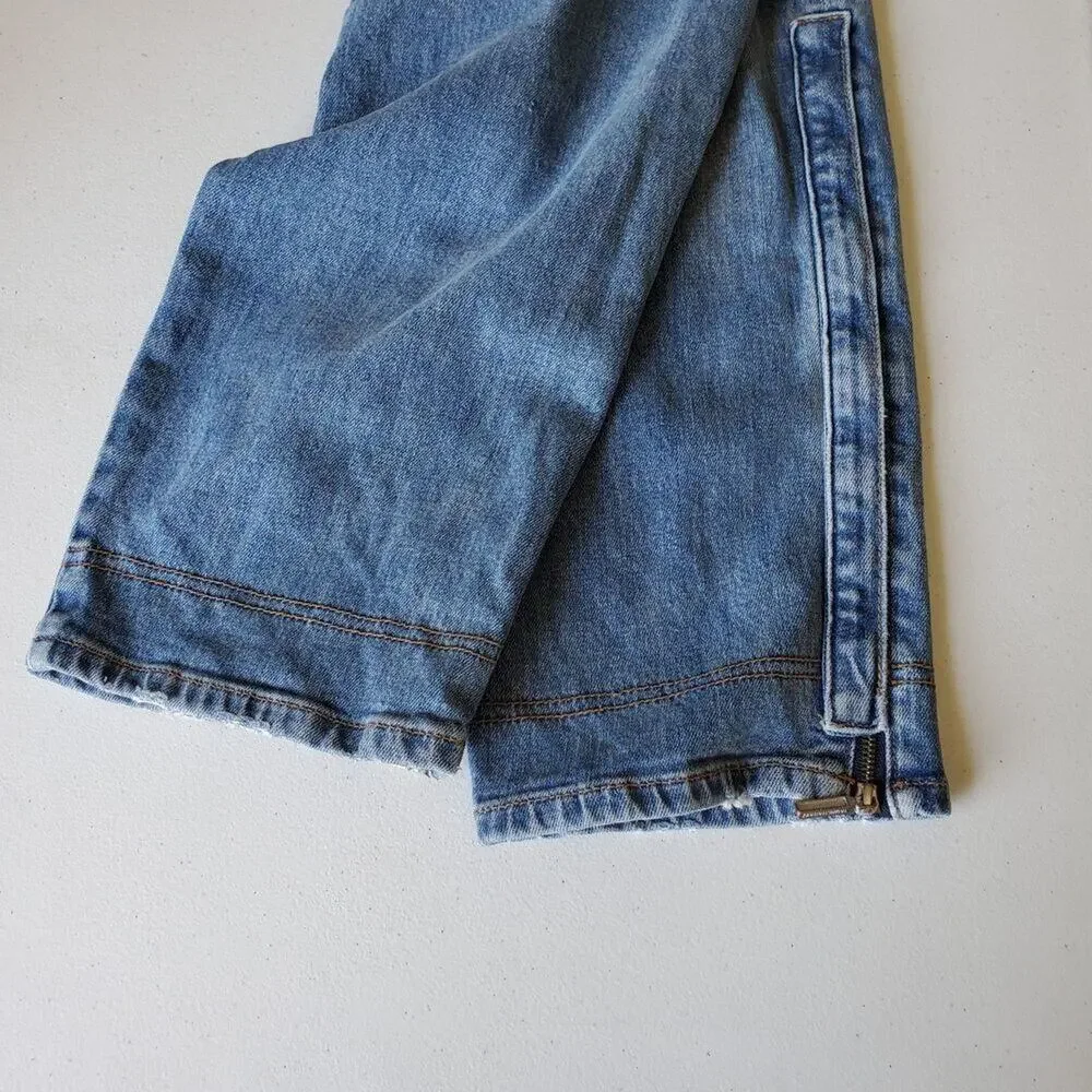 Jonathan Simkhai Payton Denim Cargo Jeans Mid Rise Straight Leg Zipper‎ Hem